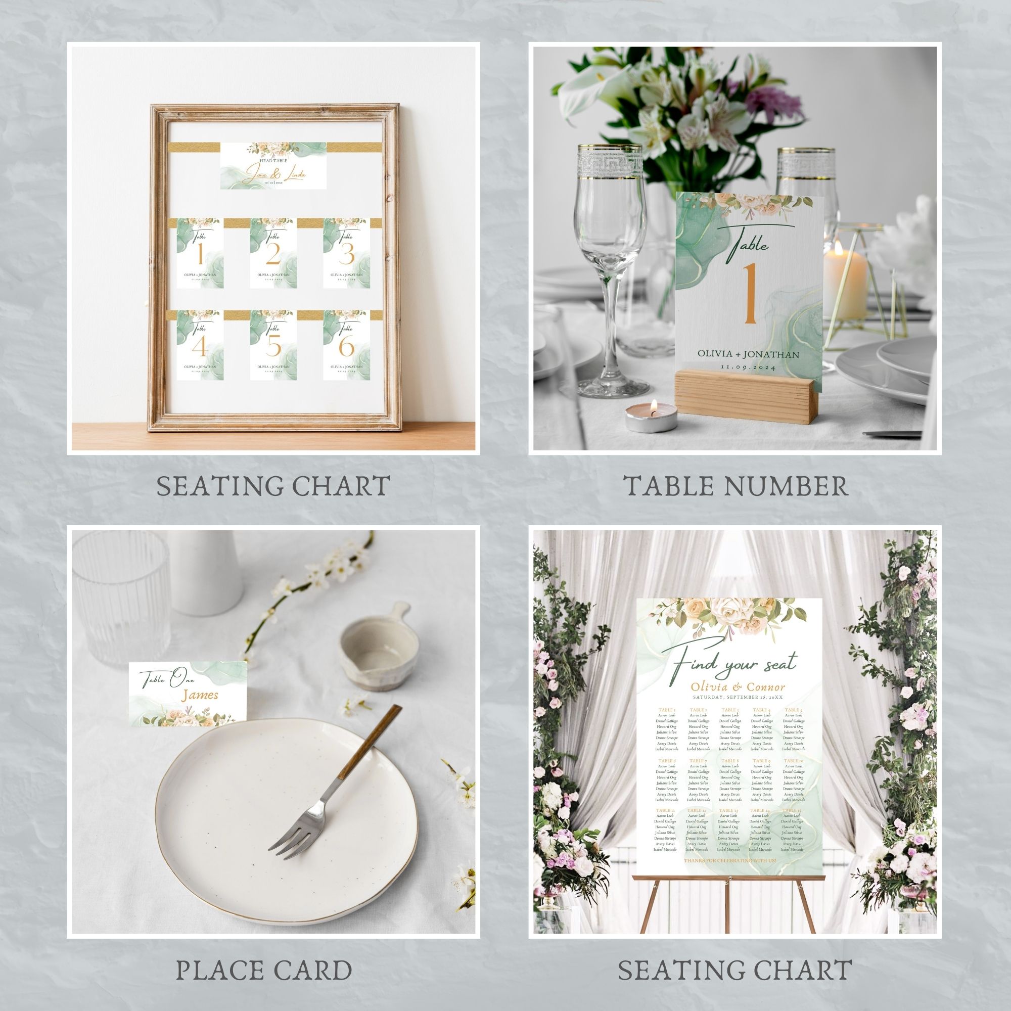 Elegant Minimalist Wedding Invitation Canva Template | Modern Gold & Greenery Design | Fully Editable | Printable & Digital | INSTANT DOWNLOAD - Image 5