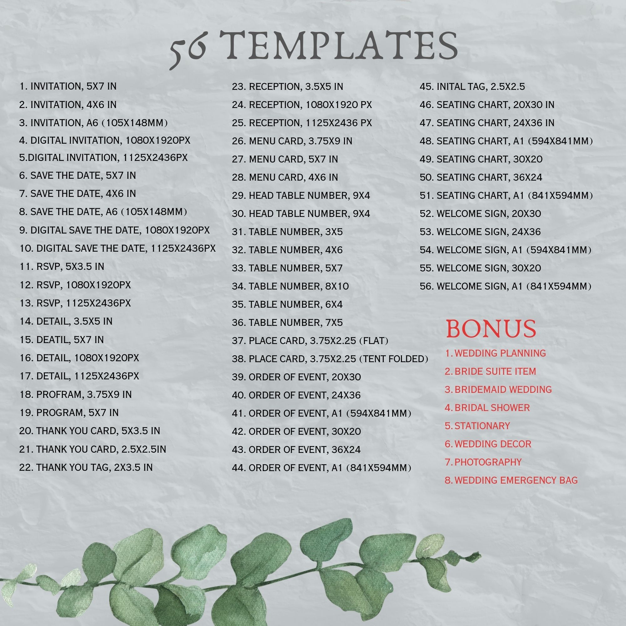 Elegant Minimalist Wedding Invitation Canva Template | Modern Gold & Greenery Design | Fully Editable | Printable & Digital | INSTANT DOWNLOAD - Image 7