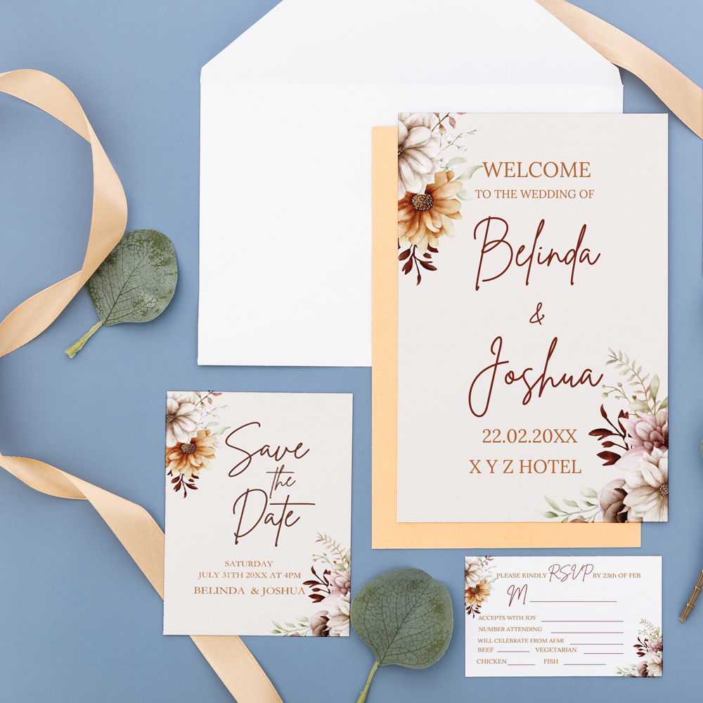 Elegant Floral Digital Wedding Invitation | Customizable Wedding E-Invite