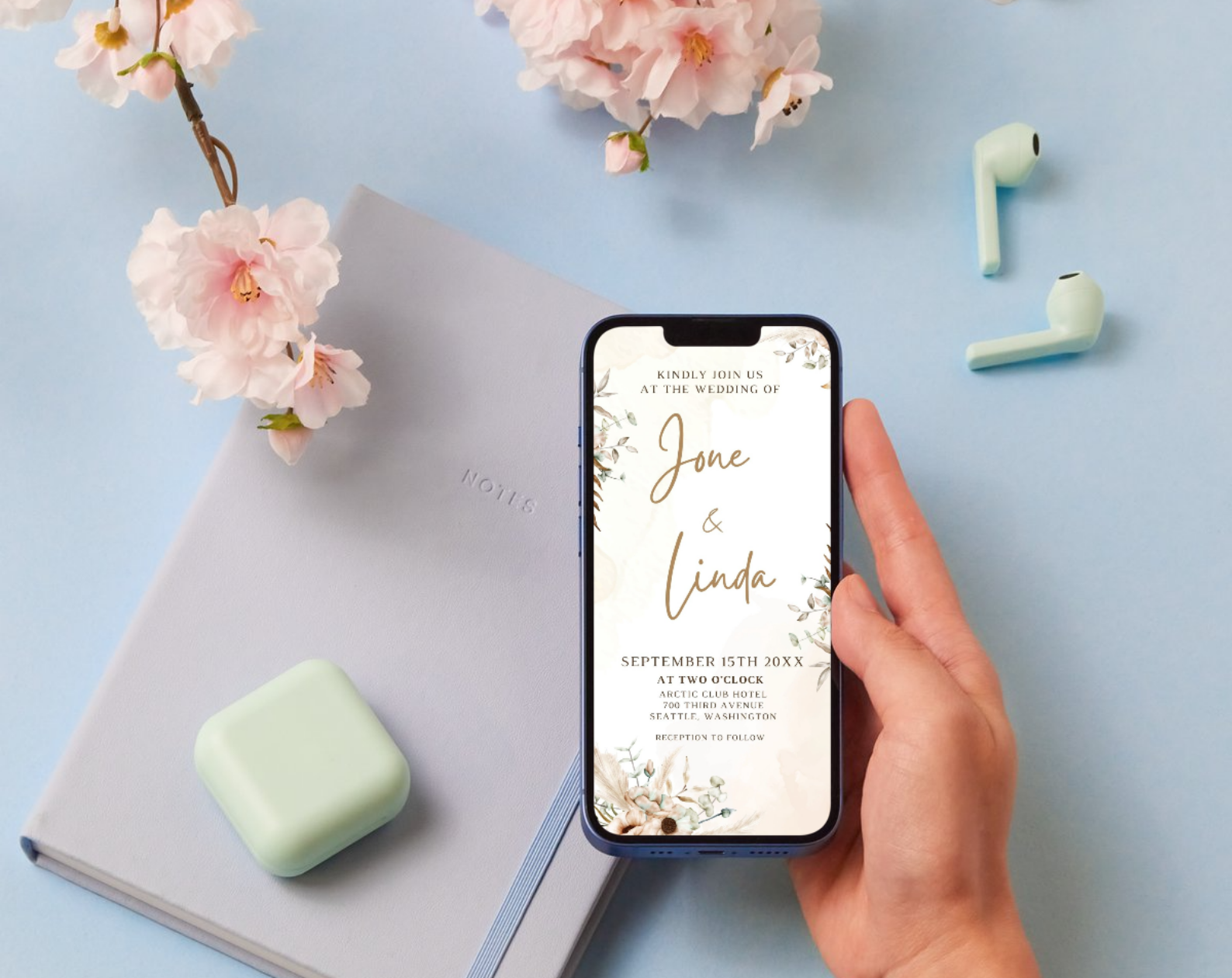 Blush Botanicals – Elegant Floral Wedding Invitation