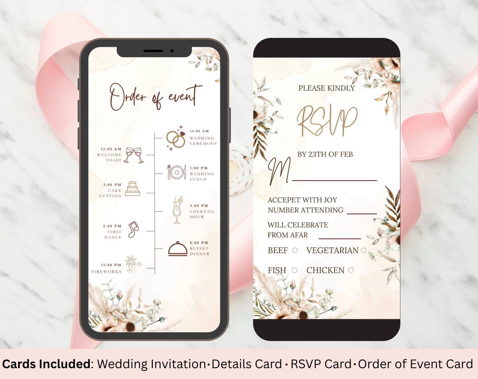 Blush Botanicals – Elegant Floral Wedding Invitation - Image 3