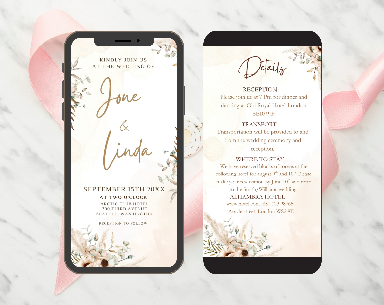Blush Botanicals – Elegant Floral Wedding Invitation - Image 2
